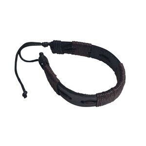 Adjustable Black Brown Leather Cord Bracelet Design Handmade Men Women Jewelry